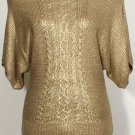 NWT RALPH LAUREN Gold Metallic Cable Front Dolman Sleeve Sweater XL