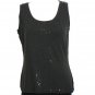 ST. JOHN Granite Stretch Viscose Jersey Sequin Sleeveless Shell Top M Gray NEW