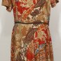 RALPH LAUREN Tan Paisley Patchwork Stretch Jersey Belted Surplice Dress 3X NEW