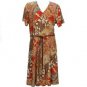 RALPH LAUREN Tan Paisley Patchwork Stretch Jersey Belted Surplice Dress 3X NEW