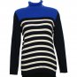 RALPH LAUREN Navy Blue Cream Cotton Logo Ribbed Sweater 1X NEW