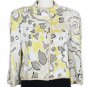 ST. JOHN Ouzo White Black Abstract Floral Wool Blend Knit Jacket 6 Yellow NEW