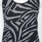 ST. JOHN Black Winter White Zebra Wool Blend Knit Sleeveless Shell Top S NEW