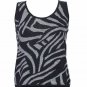 ST. JOHN Black Winter White Zebra Wool Blend Knit Sleeveless Shell Top S NEW