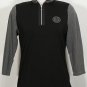 RALPH LAUREN Black Gray Stretch Cotton Logo Patch Half Zip Top XL NEW Colorblock