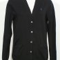 POLO RALPH LAUREN Black Cotton Merino V-Neck Signature Pony Cardigan S NEW
