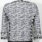 ST. JOHN Black Bright White Eyelash Textured Knit Fringe Cropped Jacket 4 NEW