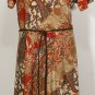 RALPH LAUREN Tan Paisley Patchwork Stretch Jersey Belted Surplice Dress 2X NEW