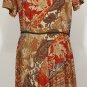 RALPH LAUREN Tan Paisley Patchwork Stretch Jersey Belted Surplice Dress 2X NEW