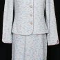 ST. JOHN White Lavender Blue Tweed Boucle Wool Blend Knit Dress Suit 6 NEW