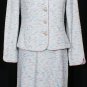 ST. JOHN White Lavender Blue Tweed Boucle Wool Blend Knit Dress Suit 6 NEW