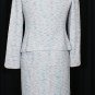 ST. JOHN White Lavender Blue Tweed Boucle Wool Blend Knit Dress Suit 6 NEW