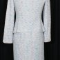 ST. JOHN White Lavender Blue Tweed Boucle Wool Blend Knit Dress Suit 6 NEW