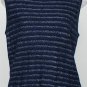 ST. JOHN Indigo Heather Blue White Boucle Stripe Knit Twinset XL NEW