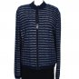 ST. JOHN Indigo Heather Blue White Boucle Stripe Knit Twinset XL NEW