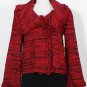 ST. JOHN Real Red Black Tweed Fringe Wool Blend Knit Jacket 8 NEW