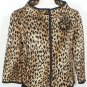 ST. JOHN Black Gold Brown Leopard Wool Blend Knit Pin Cropped Jacket 8 NEW