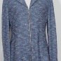 ST. JOHN Black Blue Tweed Boucle Zip Front Wool Blend Knit Jacket 14 NEW