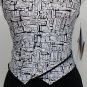 IT FIGURES Black Tango Geometric Double V Tummy Trimmer Swimsuit 8 White NEW