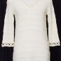 ST. JOHN Ivory Cream Textured Knit Stripe Wool Blend Tunic Top S NEW