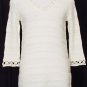 ST. JOHN Ivory Cream Textured Knit Stripe Wool Blend Tunic Top S NEW