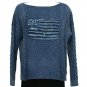 POLO RALPH LAUREN Indigo Blue Aran Cable Flag Cotton Sweater L NEW
