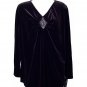 NWT VIKKI VI Black Stretch Velvet Crystals Top 1X