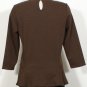 RALPH LAUREN Brown Stretch Herringbone Crew Neck Peplum Top L NEW