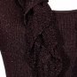 DANA BUCHMAN Java Brown Shimmer Rib Knit Top L Ruffle Scarf
