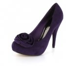 New Purple Suede Rose Detail Pumps High Heels Shoes