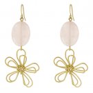 NEW 14K Floral Motif Matte Gold Dangle Earrings