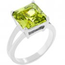 NEW Princess Cut Peridot Crystal Solitaire Ring