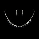 Silver Navy Blue Rhinestone AccenteNecklace Earring Set