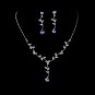 Silver Light Blue Rhinestone Necklace Earring Set