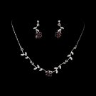 Silver Amethyst Floral Bridal Necklace Earring Set