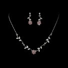 Silver Light Amethyst Floral Necklace Earring Set
