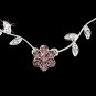 Silver Light Amethyst Floral Necklace Earring Set