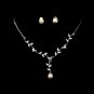 Silver AB Rhinestone Stud Floral Necklace Earring Set