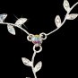 Silver AB Rhinestone Stud Floral Necklace Earring Set