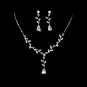 Silver Clear AB Rhinestone Dangle Necklace Earring Set
