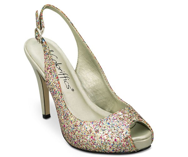 Gala Sparkling Gold Multi Color Slingback Shoes