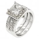 NEW White Gold Silver Princess Cut Bridal Set Rings