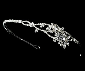 Silver Rhinestone Couture Accent Bridal Headband