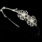 Silver Floral Swarovski Crystal Flower Bridal Headband
