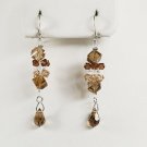 Silver Swarovski Brown Crystal Dangle Earrings