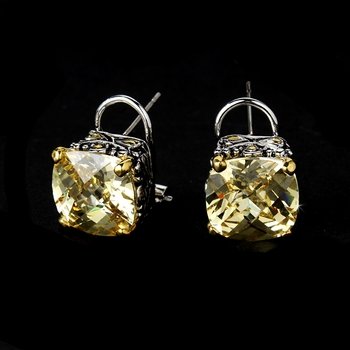 Silver Topaz Stones Classic CZ Stud Earrings