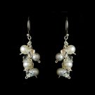 Silver White Pearl Swarovski Crystal Dangle Earrings