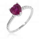 Red Heart Fashion Rhodium CZ Ring