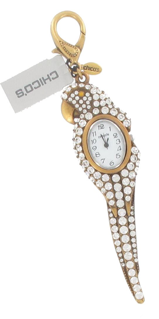 Chicos Gold Parrot Rhinestone Watch