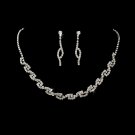 Silver Crystal Rhinestone Swirl Necklace Earring Set